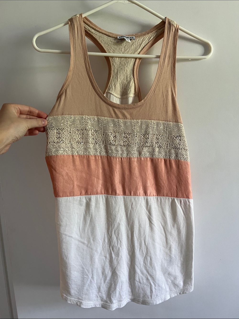 Express Peach Colorblock Racerback Tank